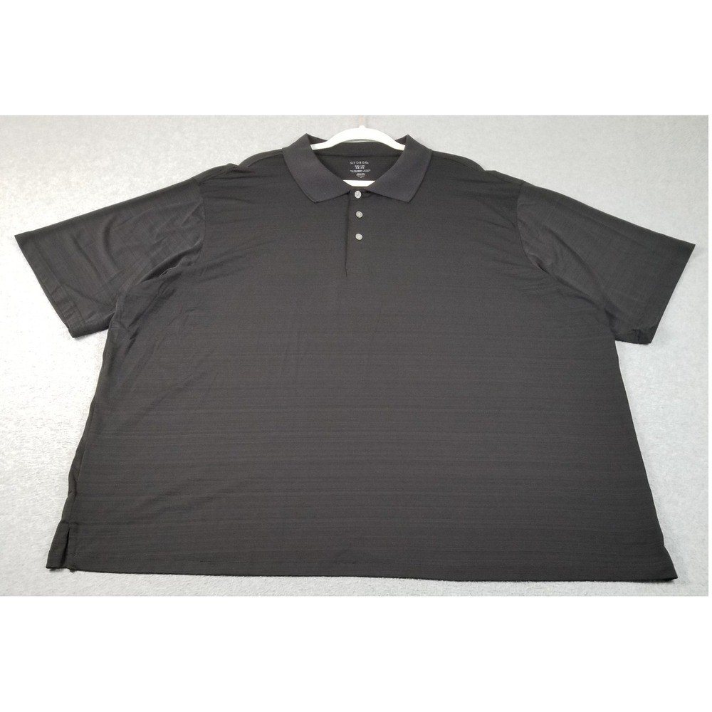 George Polo Shirt Men's 3XL XXXL Black Short Sleeve Casual Solid Stretch Work